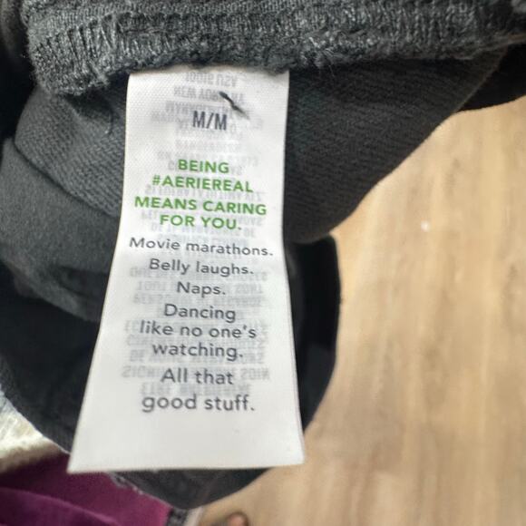 Aerie Women's Wide Leg Smoked Overalls Raw Edge Hem Charcoal Gray Size M NWT - Picture 8 of 11